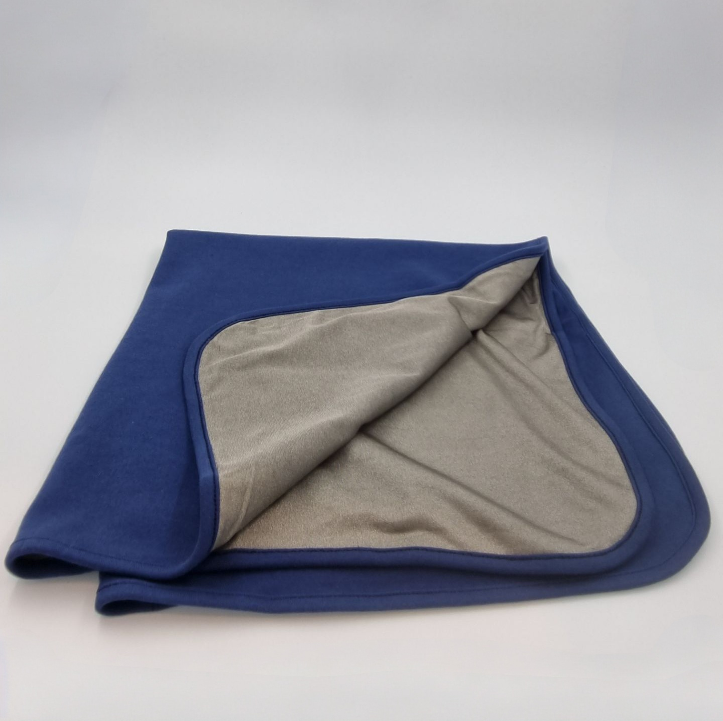 Blue baby blanket with silver fabric lining for EMF protection, ensuring a comfortable and safe environment for babies